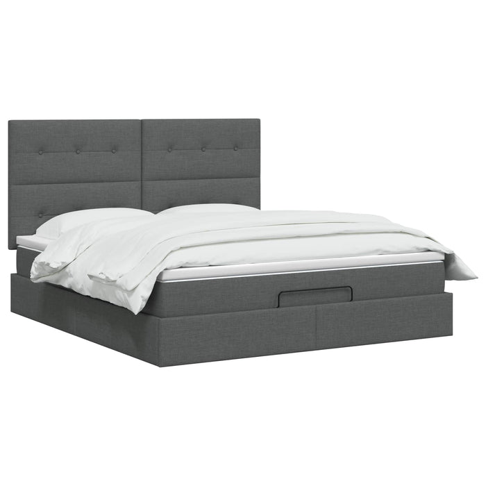 Pat Ottoman cu Saltea și LED Gri închis 180 x 200 cm Țesătură WALTI