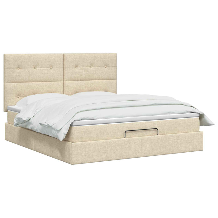 Pat Ottoman cu Saltea și LED Crem 180 x 200 cm Țesătură WALTI