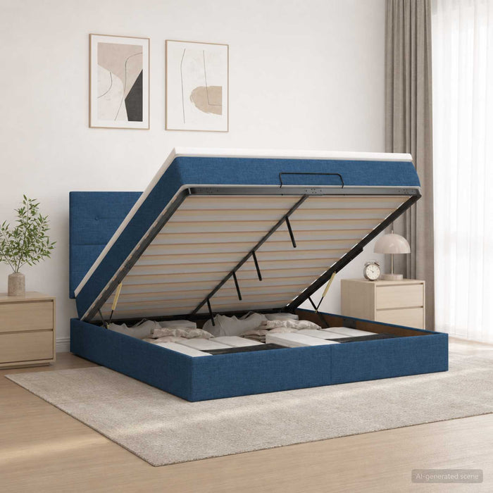 Pat Ottoman cu Saltea și LED albastru 180 x 200 cm Țesătură - WALTI WALTI