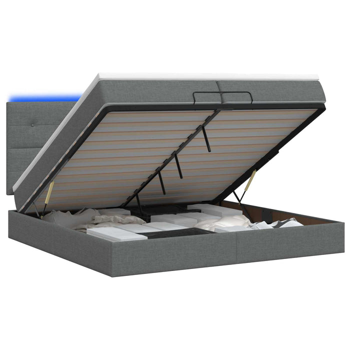 Pat Ottoman cu Saltea și LED Gri închis 200 x 200 cm Țesătură WALTI