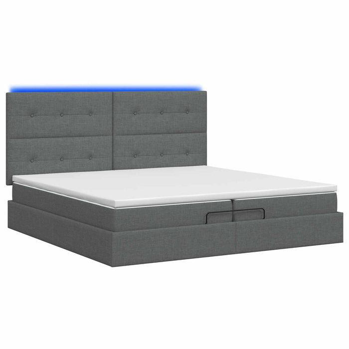 Pat Ottoman cu Saltea și LED Gri închis 200 x 200 cm Țesătură WALTI