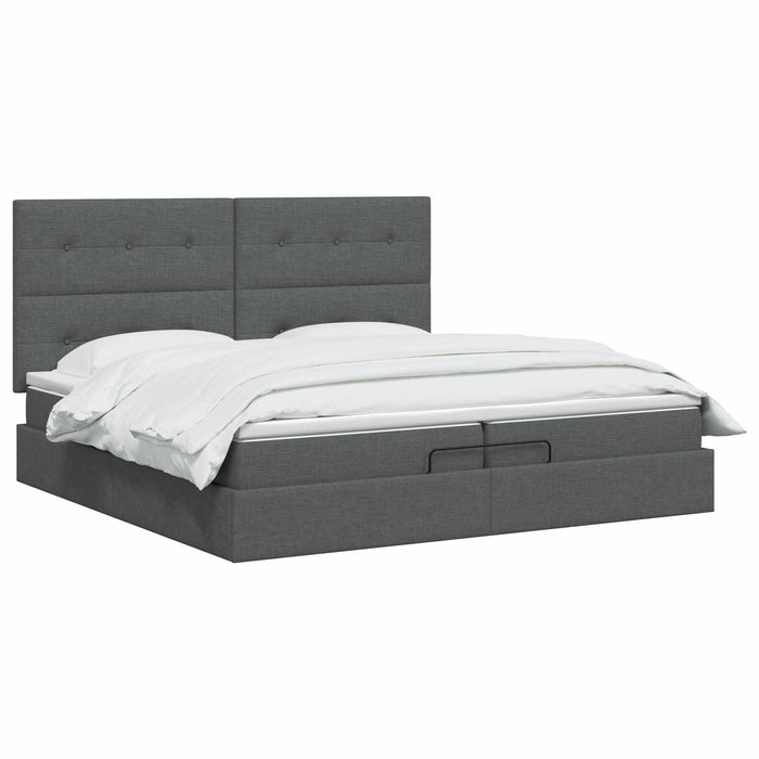 Pat Ottoman cu Saltea și LED Gri închis 200 x 200 cm Țesătură WALTI