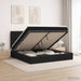 Pat ottoman cu saltea cu headboard Negru 200 x 200 cm Țesătură - WALTI WALTI