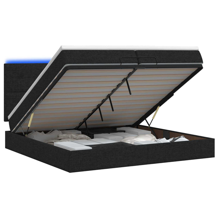 Pat Ottoman cu Saltea și LED Negru 200 x 200 cm Țesătură - WALTI WALTI