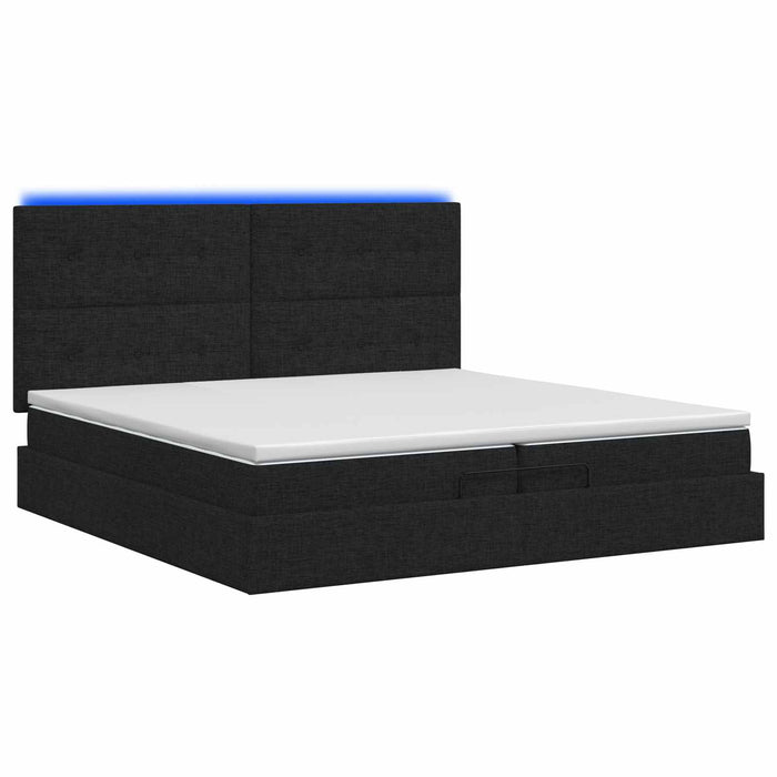 Pat Ottoman cu Saltea și LED Negru 200 x 200 cm Țesătură - WALTI WALTI