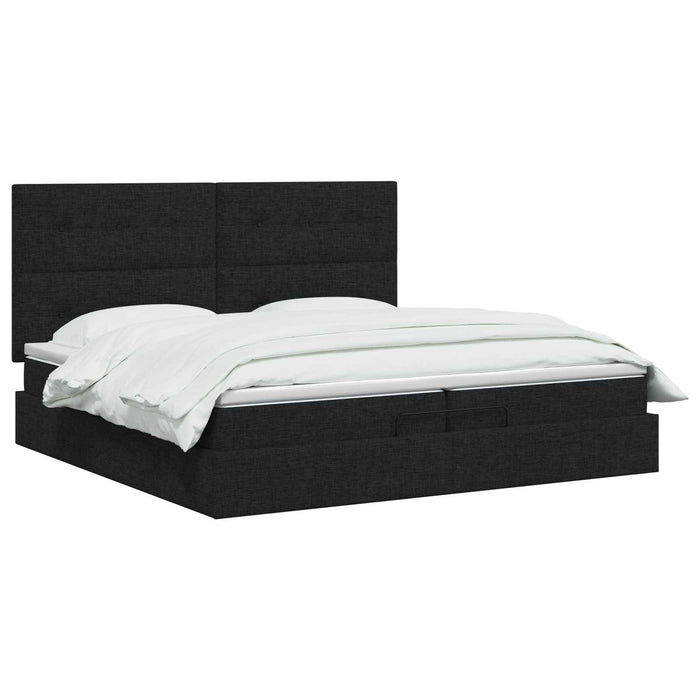 Pat Ottoman cu Saltea și LED Negru 200 x 200 cm Țesătură - WALTI WALTI