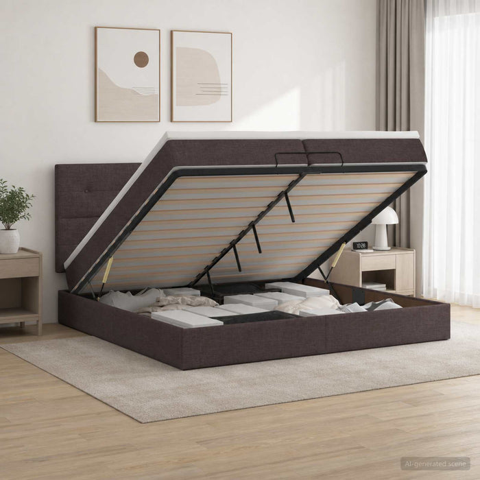 Pat ottoman cu saltea Maro închis 200 x 200 cm Țesătură WALTI