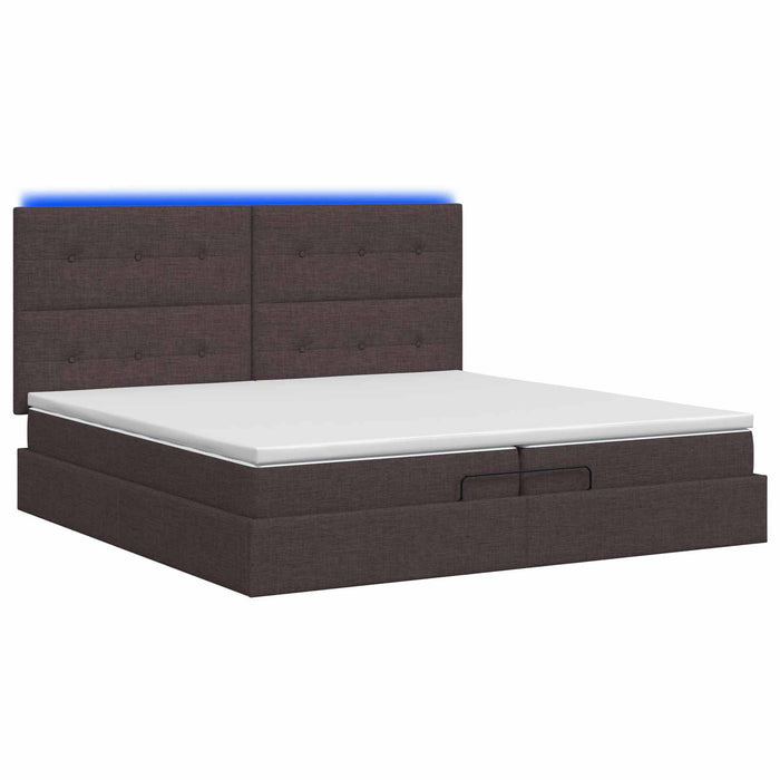 Pat Ottoman cu Saltea și LED Maro închis 200 x 200 cm Țesătură WALTI