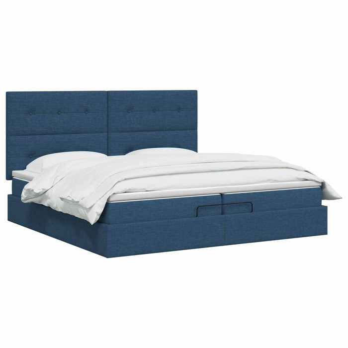 Pat Ottoman cu Saltea și LED albastru 200 x 200 cm Țesătură WALTI