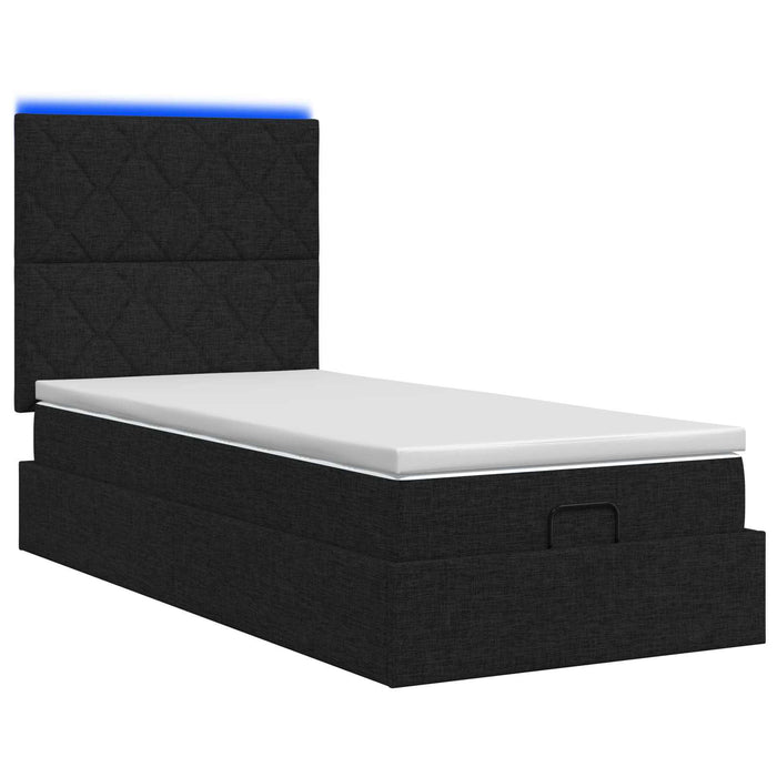 Pat Ottoman cu Saltea și LED Negru 80 x 200 cm Țesătură - WALTI WALTI
