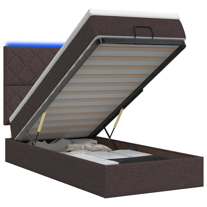 Pat Ottoman cu Saltea și LED Maro închis 80 x 200 cm Țesătură WALTI