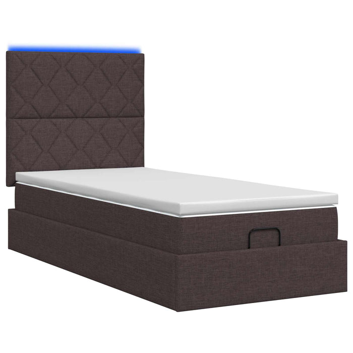 Pat Ottoman cu Saltea și LED Maro închis 80 x 200 cm Țesătură WALTI
