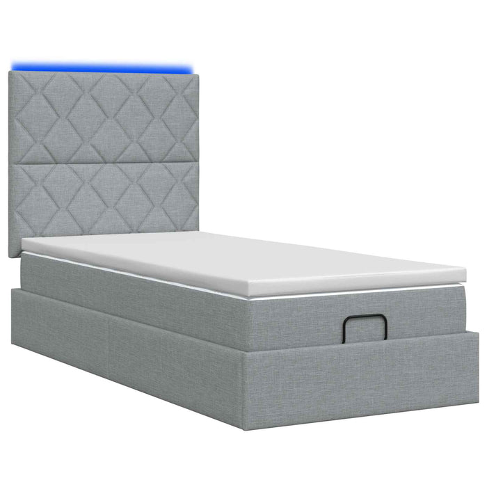 Pat Ottoman cu Saltea și LED Gri deschis 90 x 200 cm Țesătură WALTI
