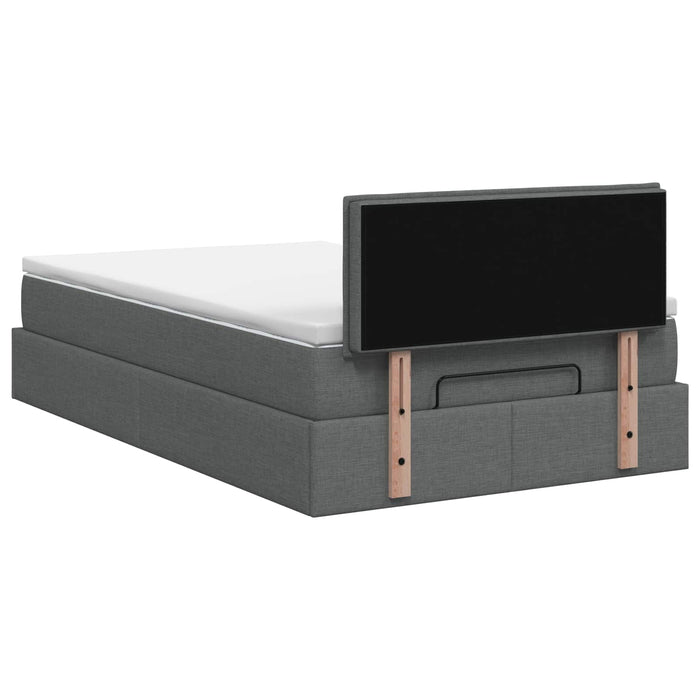 Pat Ottoman cu Saltea și LED Gri închis 120 x 190 cm Țesătură WALTI