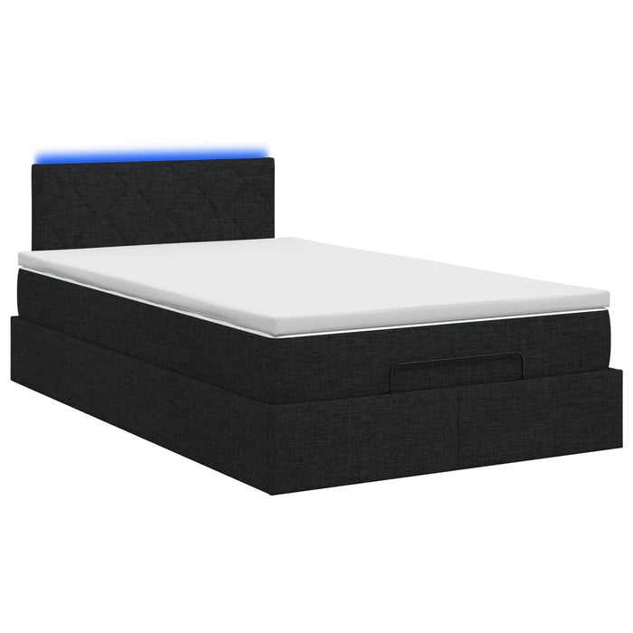 Pat Ottoman cu Saltea și LED Negru 120 x 190 cm Țesătură WALTI