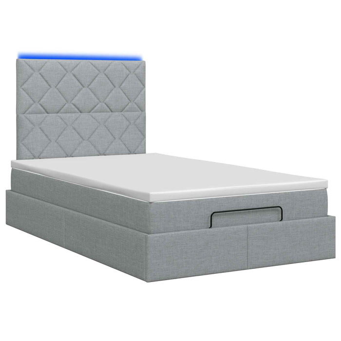 Pat Ottoman cu Saltea și LED Gri deschis 120 x 200 cm Țesătură WALTI