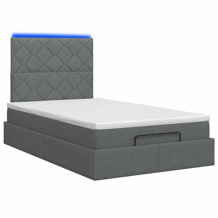 Pat Ottoman cu Saltea și LED Gri închis 120 x 200 cm Țesătură WALTI