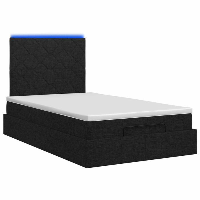 Pat Ottoman cu Saltea și LED Negru 120 x 200 cm Țesătură WALTI