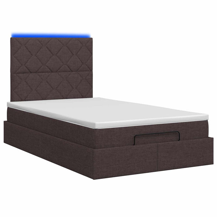 Pat Ottoman cu Saltea și LED Maro închis 120 x 200 cm Țesătură WALTI