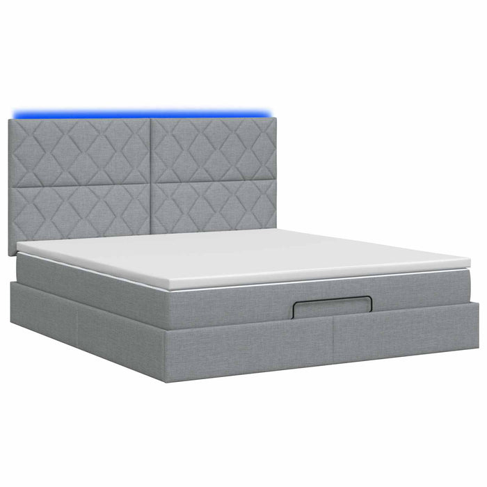 Pat Ottoman cu Saltea și LED Gri deschis 140 x 190 cm Țesătură - WALTI WALTI
