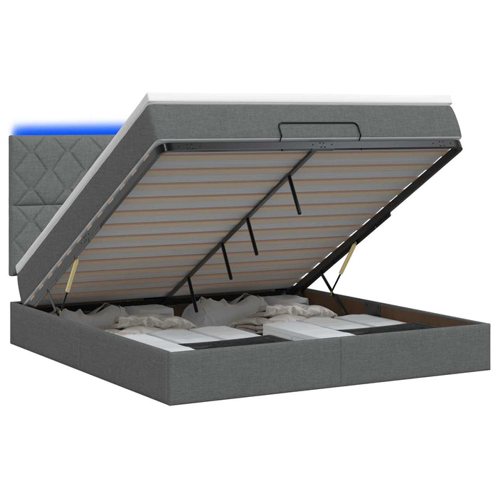 Pat Ottoman cu Saltea și LED Gri închis 140 x 190 cm Țesătură WALTI