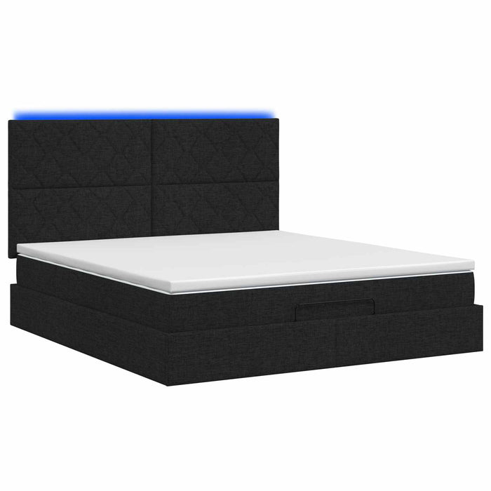 Pat Ottoman cu Saltea și LED Negru 140 x 190 cm Țesătură WALTI