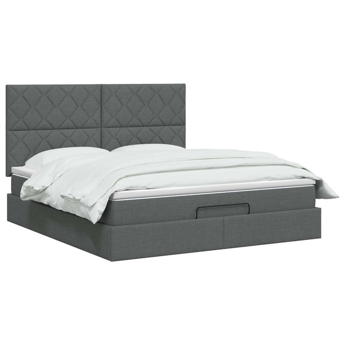 Pat Ottoman cu Saltea și LED Gri închis 140 x 200 cm Țesătură WALTI