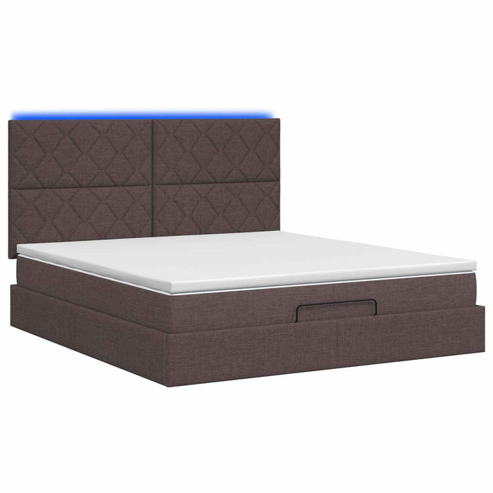 Pat Ottoman cu Saltea și LED Maro închis 140 x 200 cm Țesătură WALTI