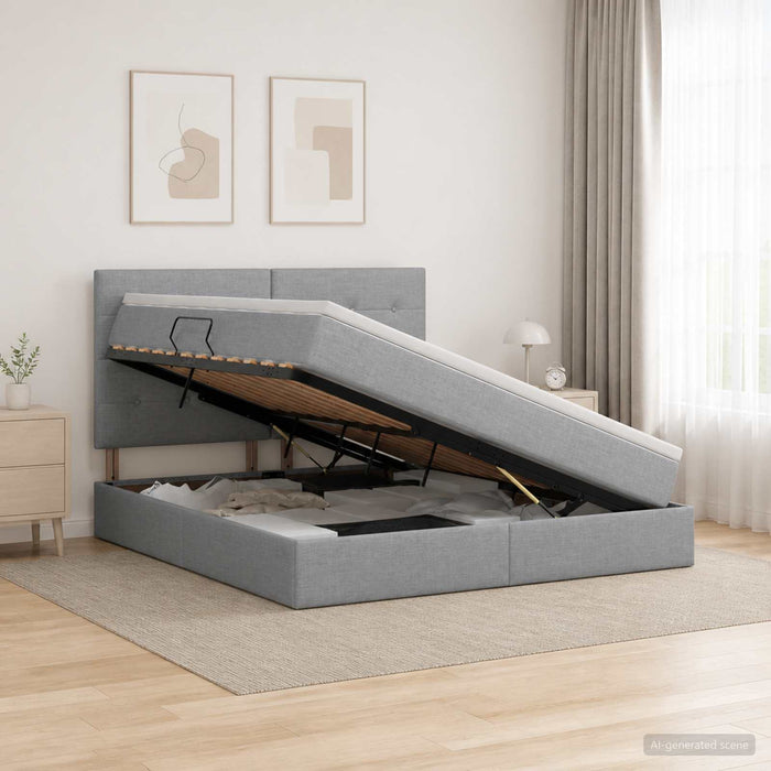 Pat Ottoman cu Saltea și LED Gri deschis 140 x 200 cm Țesătură - WALTI WALTI