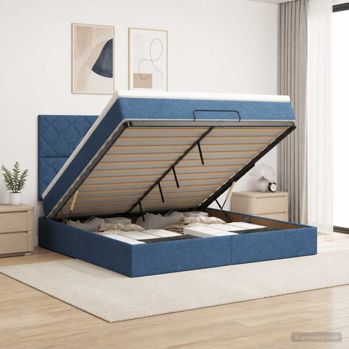 Pat Ottoman cu Saltea și LED albastru 180 x 200 cm Țesătură - WALTI WALTI