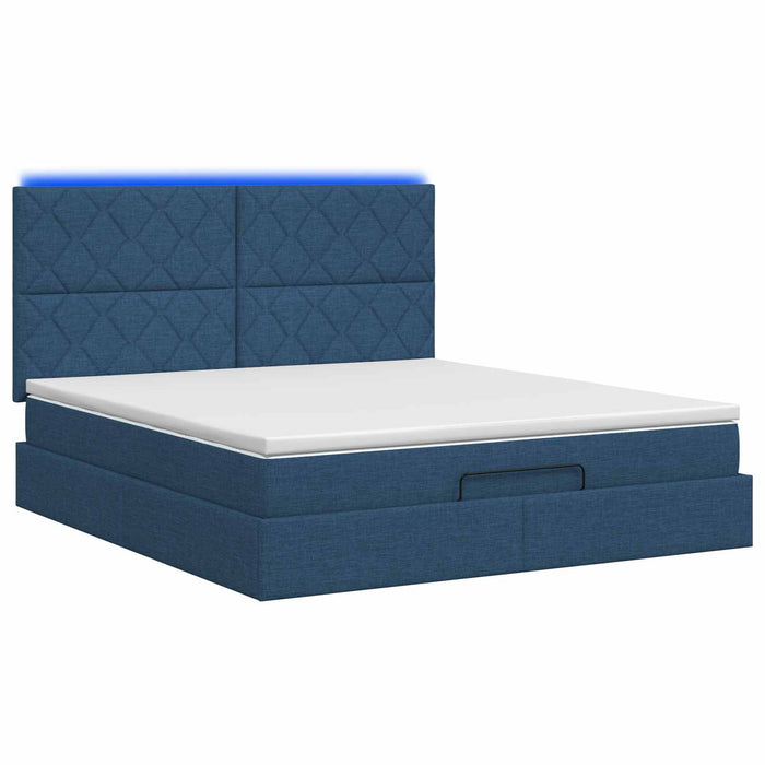 Pat Ottoman cu Saltea și LED albastru 180 x 200 cm Țesătură - WALTI WALTI