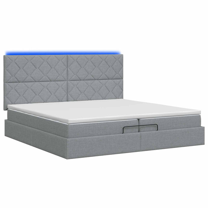 Pat Ottoman cu Saltea și LED Gri deschis 200 x 200 cm Țesătură WALTI