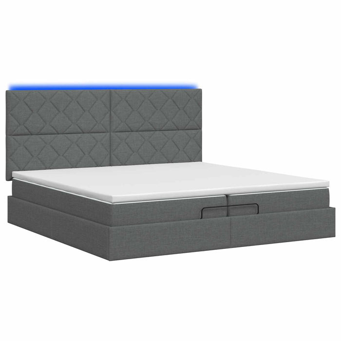 Pat Ottoman cu Saltea și LED Gri închis 200 x 200 cm Țesătură - WALTI WALTI