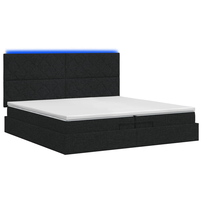 Pat Ottoman cu Saltea și LED Negru 200 x 200 cm Țesătură WALTI