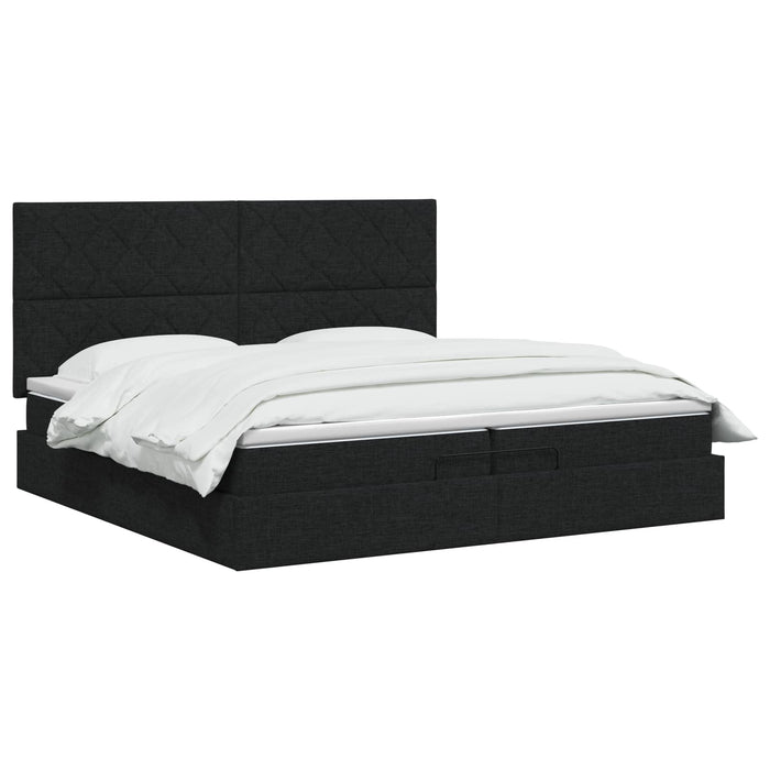 Pat Ottoman cu Saltea și LED Negru 200 x 200 cm Țesătură WALTI