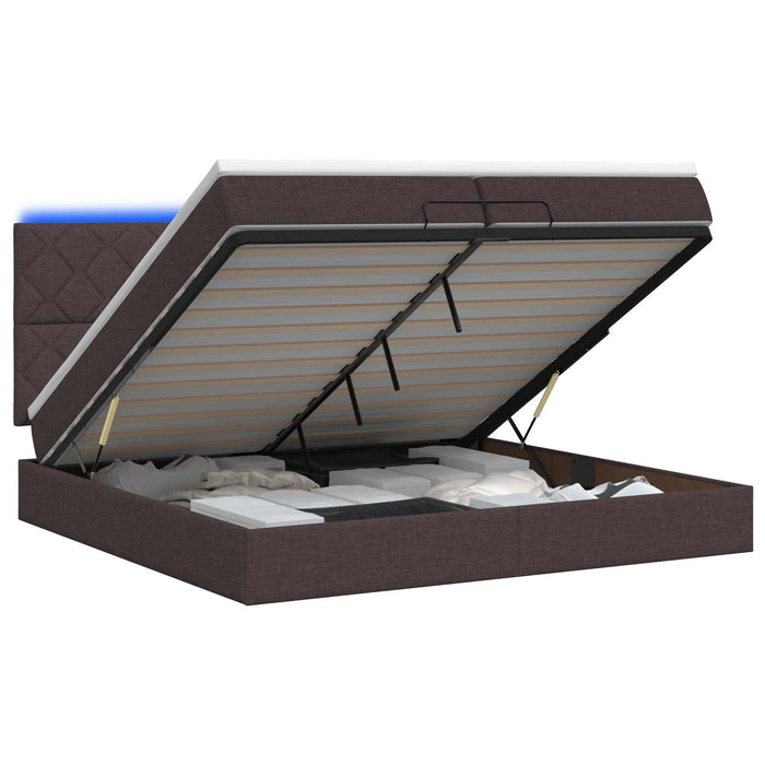 Pat Ottoman cu Saltea și LED Maro închis 200 x 200 cm Țesătură WALTI