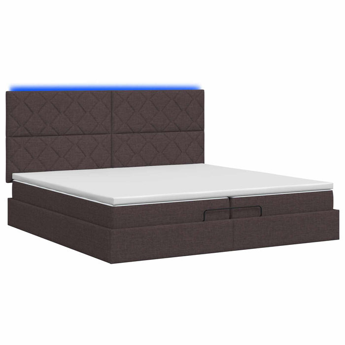 Pat Ottoman cu Saltea și LED Maro închis 200 x 200 cm Țesătură WALTI
