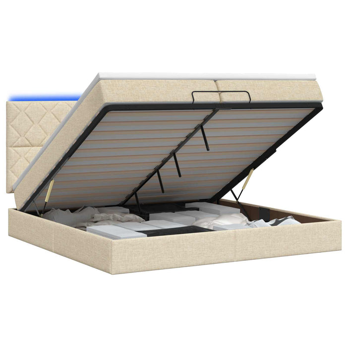 Pat Ottoman cu Saltea și LED Crem 200 x 200 cm Țesătură - WALTI WALTI