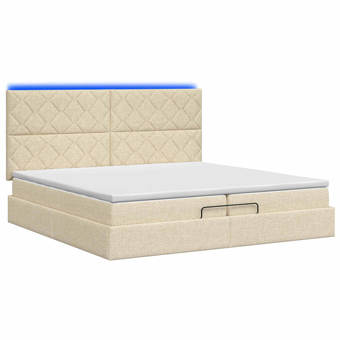 Pat Ottoman cu Saltea și LED Crem 200 x 200 cm Țesătură - WALTI WALTI