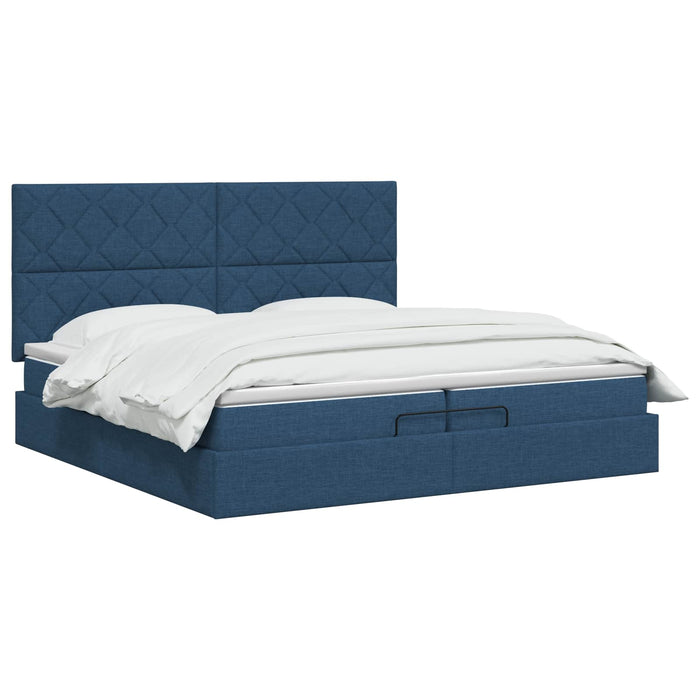 Pat Ottoman cu Saltea și LED albastru 200 x 200 cm Țesătură WALTI