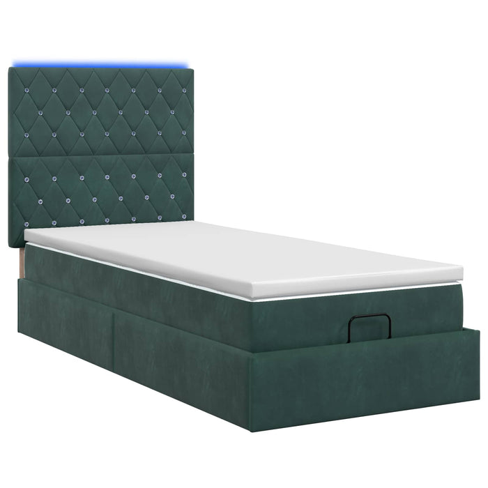 Pat Ottoman cu Saltea și LED Verde închis 80 x 200 cm Catifea WALTI