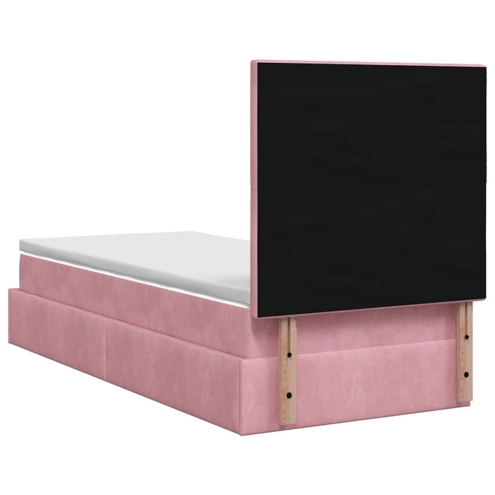 Pat Ottoman cu Saltea și LED Roz 90 x 190 cm Catifea WALTI