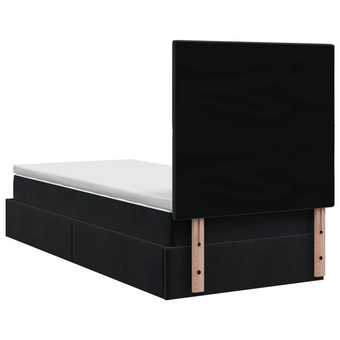 Pat Ottoman cu Saltea și LED Negru 100 x 200 cm Catifea WALTI