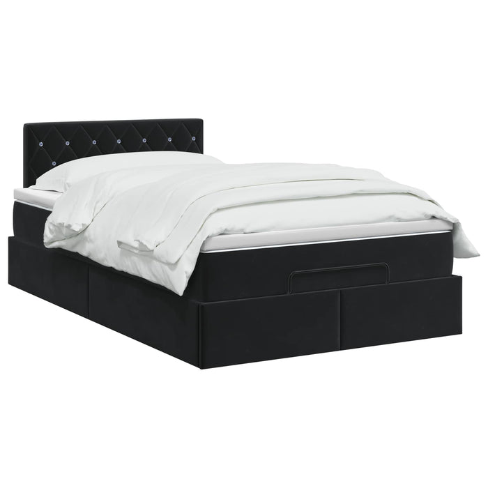 Pat Ottoman cu Saltea și LED Negru 120 x 190 cm Catifea WALTI
