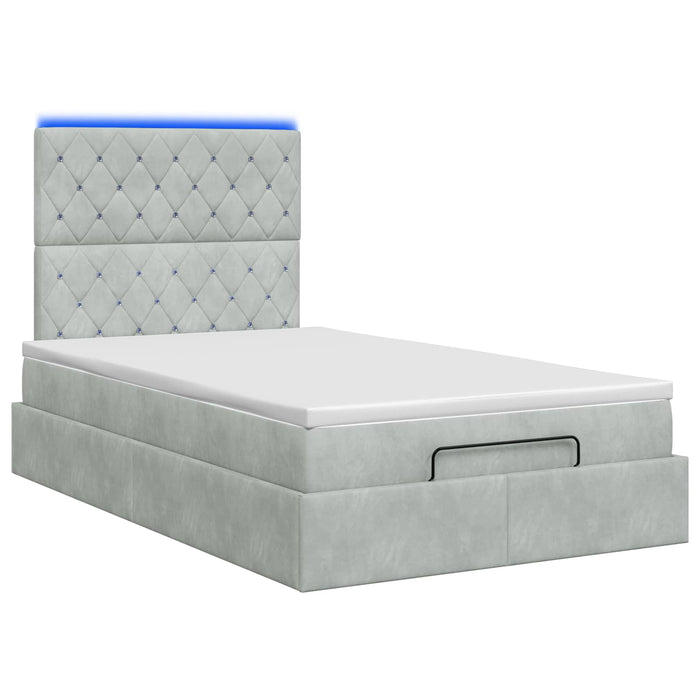 Pat Ottoman cu Saltea și LED Gri deschis 120 x 200 cm Catifea WALTI