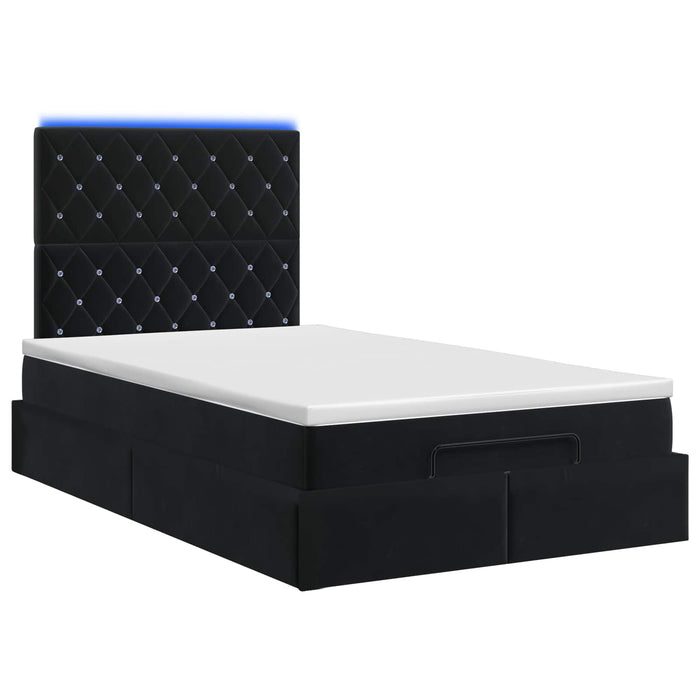 Pat Ottoman cu Saltea și LED Negru 120 x 200 cm Catifea WALTI