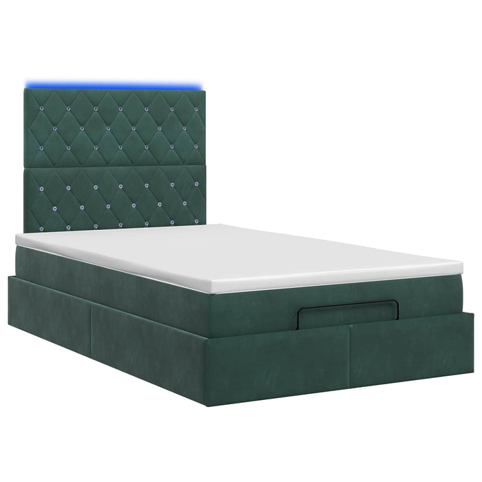 Pat Ottoman cu Saltea și LED Verde închis 120 x 200 cm Catifea WALTI