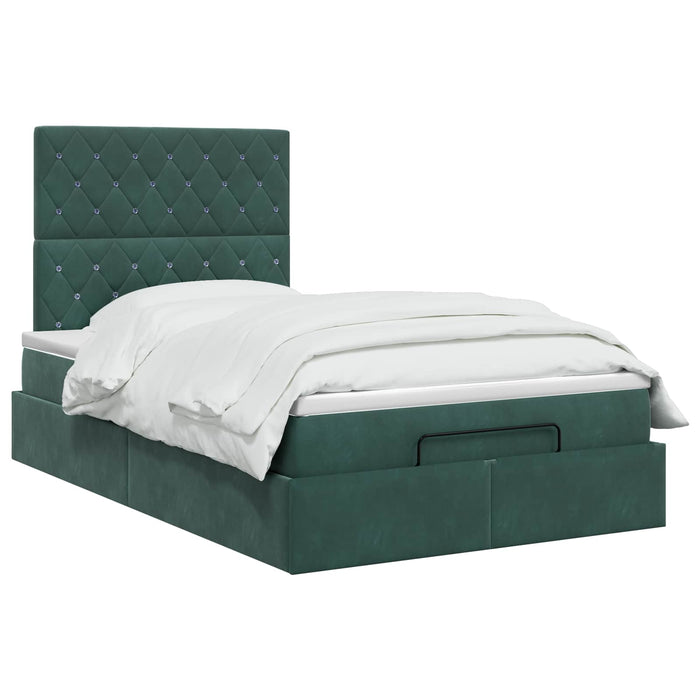 Pat Ottoman cu Saltea și LED Verde închis 120 x 200 cm Catifea WALTI