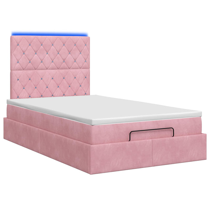 Pat Ottoman cu Saltea și LED Roz 120 x 200 cm Catifea WALTI