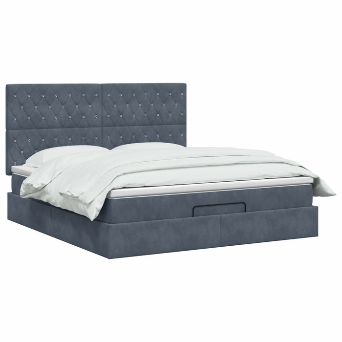 Pat Ottoman cu Saltea și LED Gri închis 140 x 190 cm Catifea WALTI